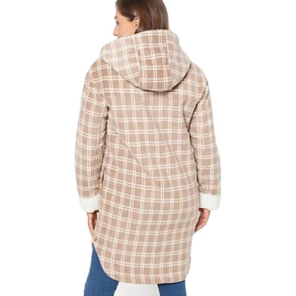 QVC Centigrade Bonded Sherpa Lined Plaid Jacket Color Brown Plaid NWOT S… - Picture 3 of 8